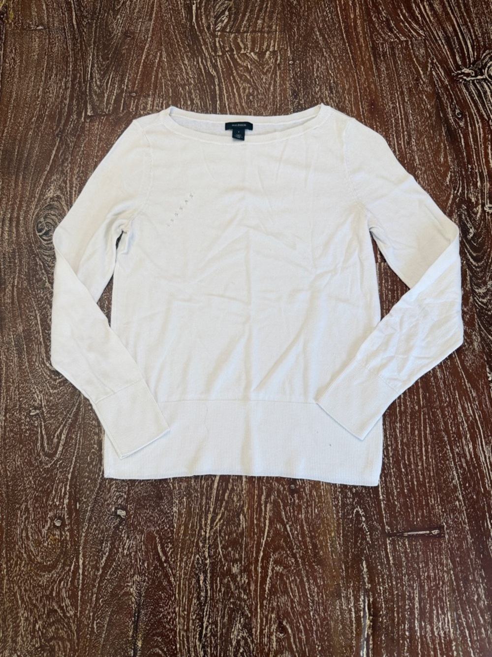 Halogen White Long Sleeve Boatneck Knit Top